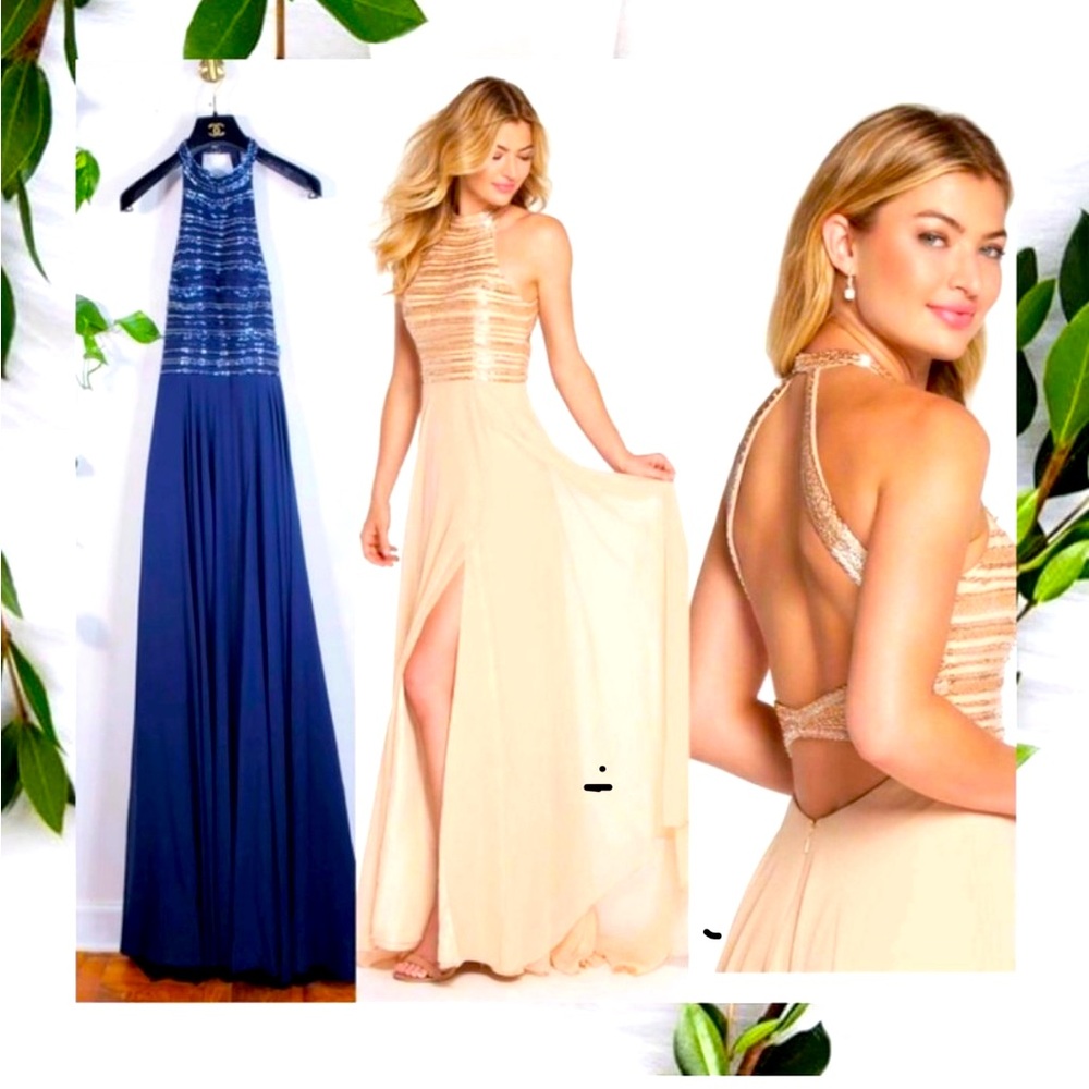 NWT ALYCE PARIS Women's Navy Blue Maxi Long Gown 4 8 12 14 18 Beaded Sparkle